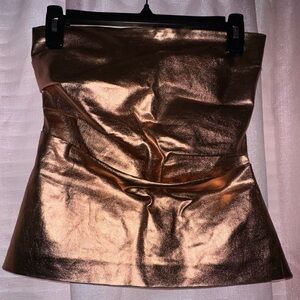 Zara Metallic Bronze and White Top